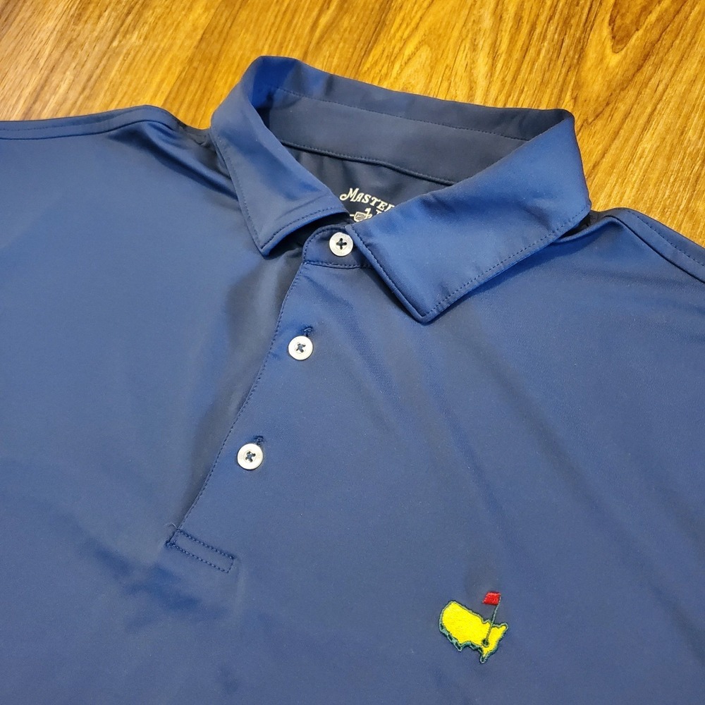 Masters Tech Golf Polo Shirt Men XL Blue Short Sleeve Augusta Stretch
